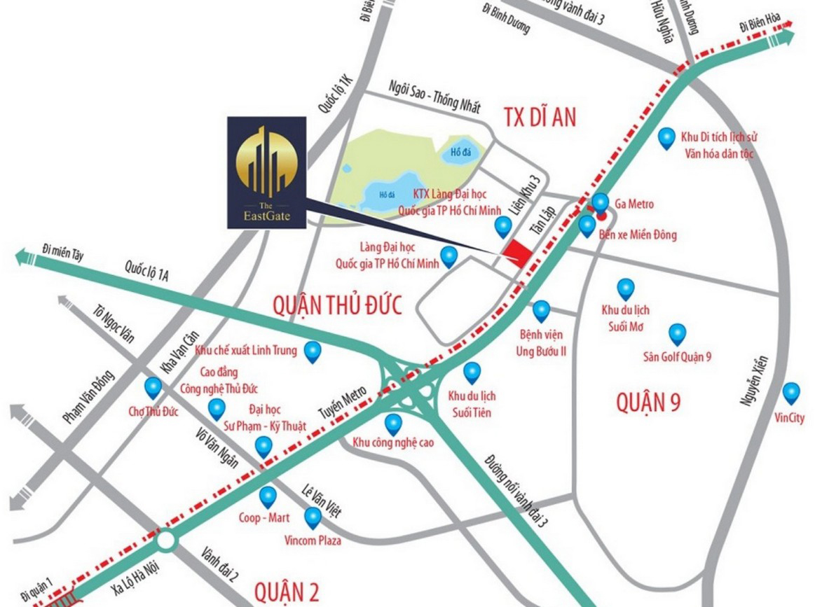 Vị trí căn hộ Kim Oanh The East Gate