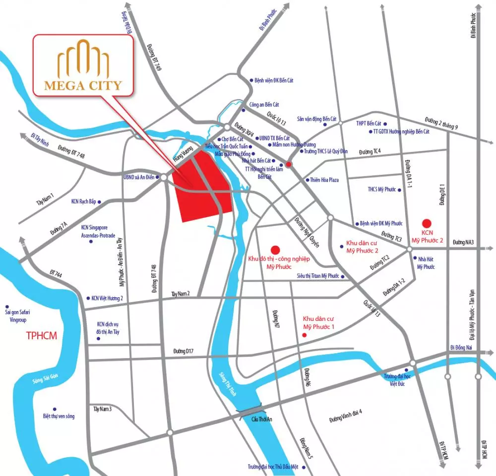 VỊ TRÍ MEGA CITY 1 BẾN CÁT