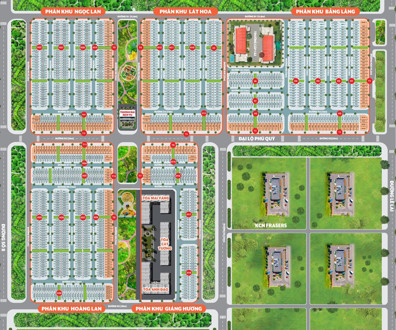 Mặt bằng chi tiết các phân khu tại K-Home New City